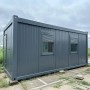 Oficina modular de 6 × 3 metros con ventanas en el lado largo derecho RAL 7016