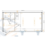 Oficina modular de 6 × 3 metros con aseo y cocina RAL 7016